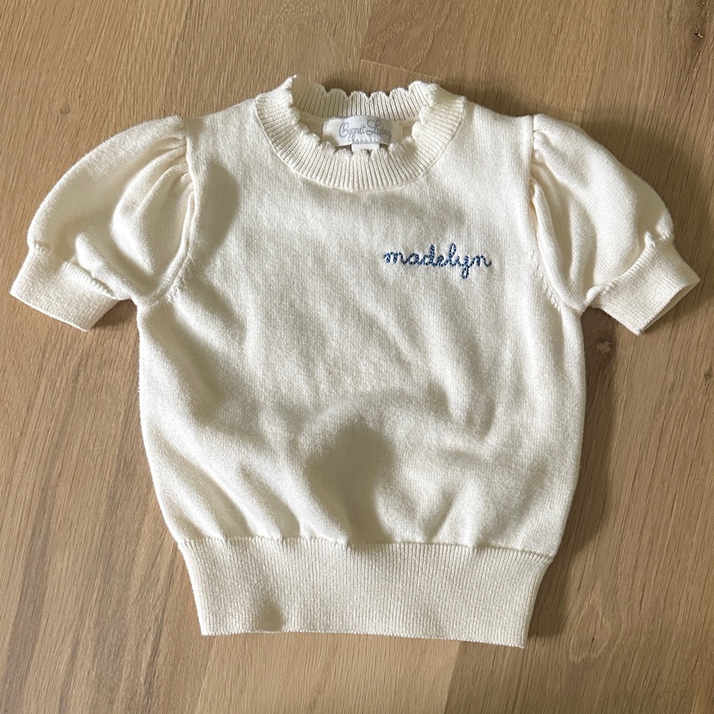 Madelyn Embroidered Short Sleeve Sweater